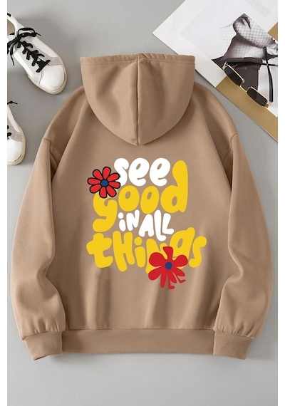 Uyguntarz Unisex Good Things Sweatshirt Bej
