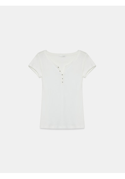 Dilvin 32688 %100 Pamuk Basic T-shirt-ekru