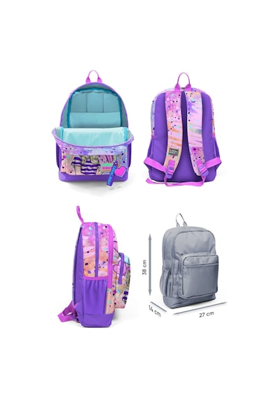 Coral High Dört Bölmeli Pembe Mor Fashion Girl Desenli İlkokul Sırt Çantası - Kız Çocuk