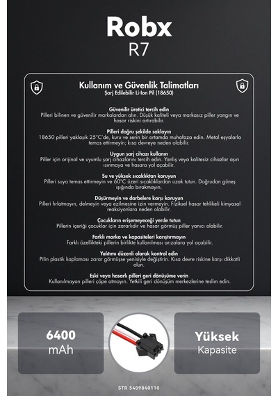 Robx R7 6400mah Robot Süpürge Bataryası K.k