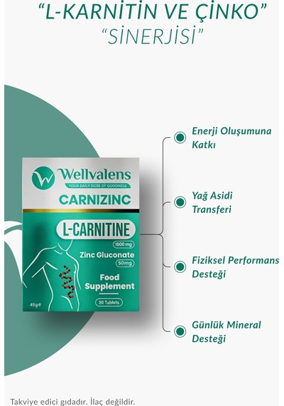 Carnizinc L-karnitine 1000 Mg + Çinko Desteği 30 Tablet