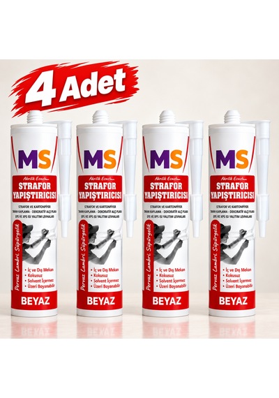 4 Adet Beyaz Strafor Yapıştırıcısı 310 Ml Akrilik Esaslı Kartonpiyer Eps Xps Yapıştırma Tutkalı 480 Gr