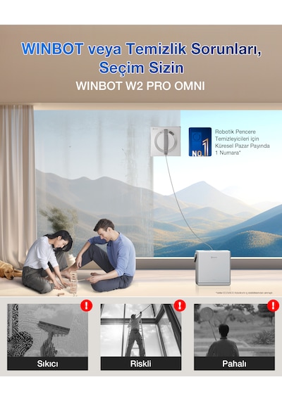 Ecovacs Winbot W2 Pro Omni Cam Silme Robotu Ve Cam Silme Solüsyonu Beyaz