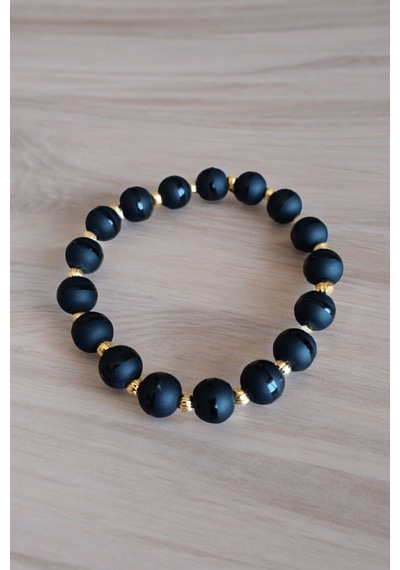 Oniks Taşı Çizgili 10mm Oniks Taşı Bileklik Dorika Unisex Bileklik Gerçek Doğal Taş Dorika Taşlı Bileklik Dorika Taşlı Bileklik