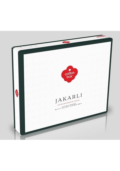 Jakarlı Saten Çift Kişilik Nevresim Takımı Hexa Yeşil Yeşil