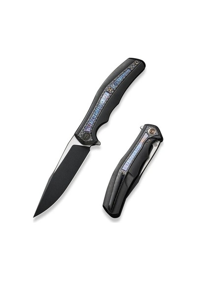 We Knife Zonda Black Titanium Handle With Twill Carbon Fiber & Flamed Titanium Inlay Black Stonewashed Cpm 20cv Blade Satin Flat Kamp Çakı Siyah We Knife Zonda Black Titanium Handle With Twill Carbon Fiber & Flamed Titanium Inlay Black Stonewashed Cpm 20cv Blade Satin Flat Kamp Çakı Siyah