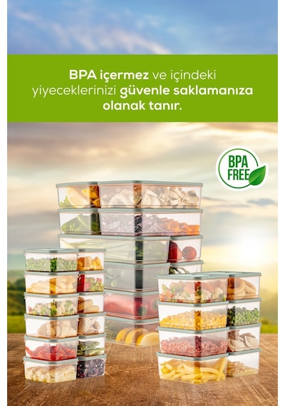 Vienev Buzdolabı Düzenleyici Organizer Mikrodalgaya Uygun Difriz Saklama Kabı Mint 30 'Lu Mint