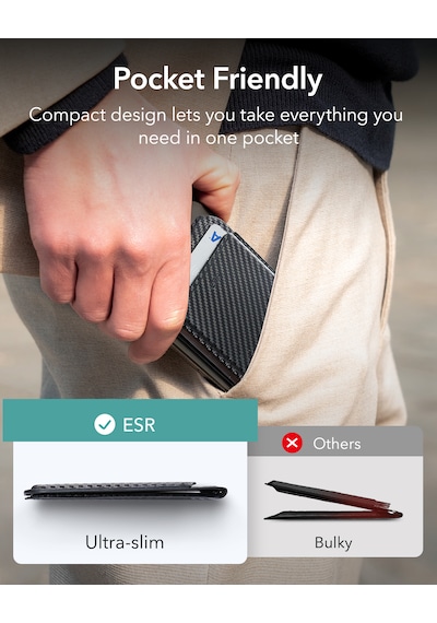 Esr Standlı 5 Kartlık Cüzdan Halolock Magsafe Cüzdan - Karbonfiber Siyah Karbonfiber Siyah