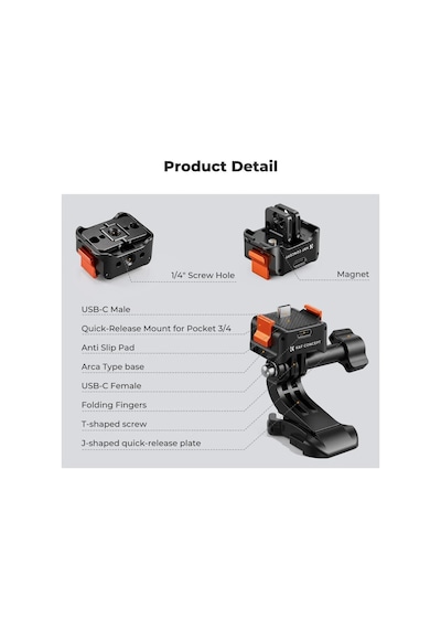 K&f Concept Osmo Pocket 3 / 4 Osmo Pocket 4 Için Şarj Soketli Stand Type-c