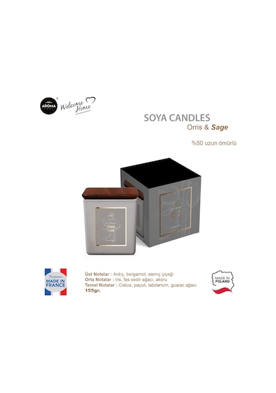 Aroma Home Soya Series Kokulu Mum Orris Sage 155 G