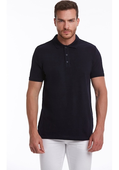 Hatemoğlu 530814658 Regular Fit Pamuk Polo Yaka Erkek Tişört Lacivert