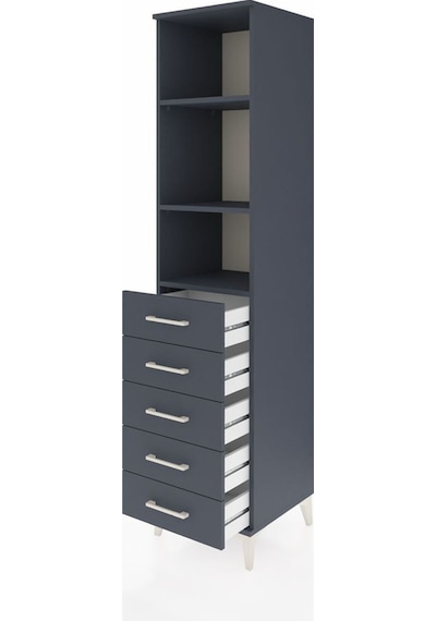 Hyperion Dolap 3 Raflı 5 Çekmeceli 44x44x195 Antrasit-antrasit Antrasit