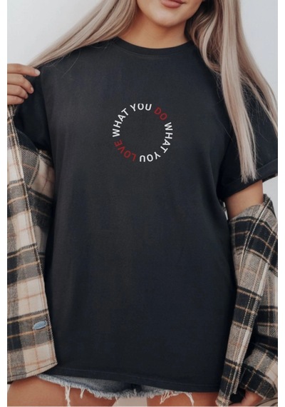 Freedom Store Unisex Oversize 24/1 Penye Dtf Baskılı Tişört - Dtf289 Siyah