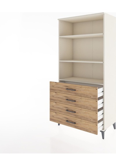 Hyperion Dolap 3 Raflı 4 Çekmeceli 88x44x182 Aytaşı-çam Aytaşı