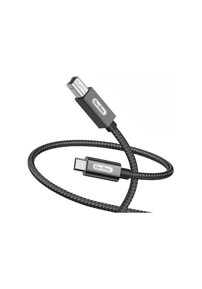 Go Des GD-HM837 Type-C to USB-B 2.0 Örgülü Data Yazıcı Kablosu 2 Metre GoDes-TA82091