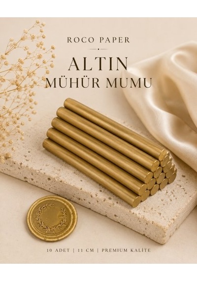 Altın Silindir Mühür Mumu, 10 Adet - 11 Cm, Zarf Ve Davetiye Mühr Diğer