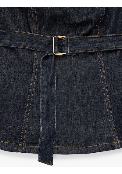 Koton Kolsuz Pamuklu Straplez Yaka Kemer Detaylı Denim Bluz Koyu İndigo 6sal30015md Dark Indigo Koton Kolsuz Pamuklu Straplez Yaka Kemer Detaylı Denim Bluz Koyu İndigo 6sal30015md Dark Indigo