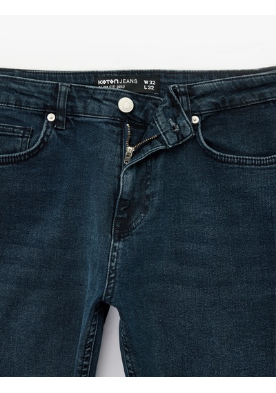 Koton Pamuklu Normal Bel Cepli Slim Fit Jean Pantolon - Brad Jean İndigo Stone 6sam40270nd İndigo - Taş