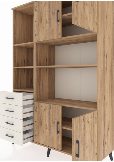 Hyperion Dolap 8 Raflı 4 Çekmeceli 4 Kapaklı 132x44x195 Çam-ç... Çam