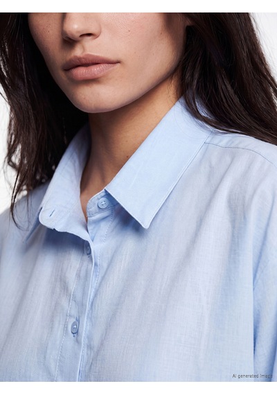 Lcw Vision Mavi Oversize Poplin Kadın Gömlek