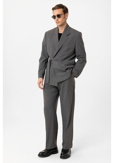 Antioch Kuşaklı Relax Fit Erkek Blazer Ceket Gri