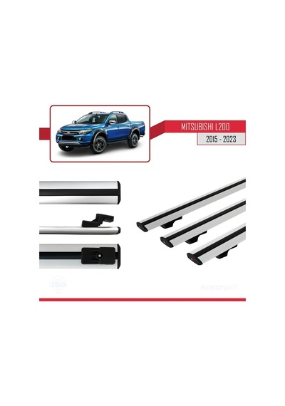 Mitsubishi L200 2015-2023 Arası İle Uyumlu Basic Model Ara Atkı Tavan Barı Gri 3 Adet