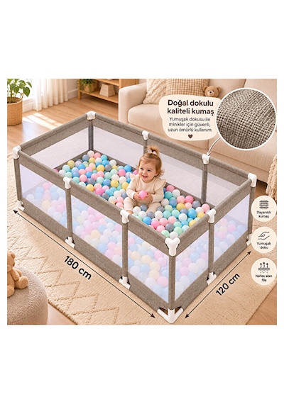 Avocado Güvenli Çocuk Ve Bebek Oyun Alanı 180x120 Oyun Pedi Topları Oyun Parkı