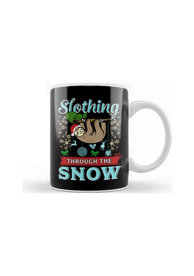 Cute Slothing Through The Snow Christmas Sloth Kupa Bardak Porselen Karışık