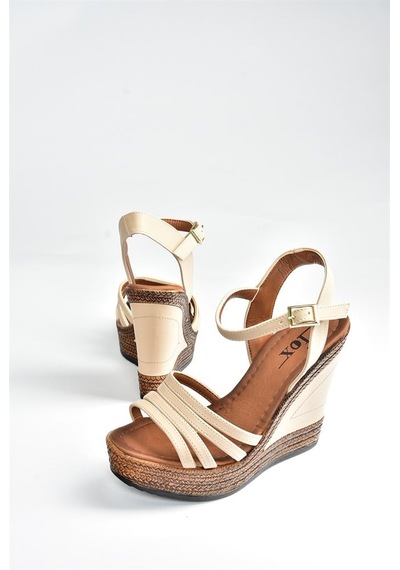 Fox Shoes Ten Yüksek Dolgu Topuklu Kadın Ayakkabı K674071609 Ten-suni Deri