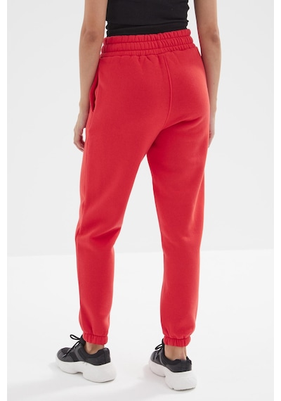 Tommy Life Fiesta Yüksek Bel Şardonlu 3 İplik Pamuklu Basic Kadın Eşofman Alt - 94624 Kırmızı