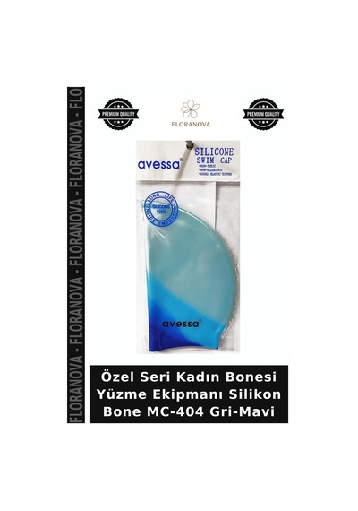 Özel Seri Kadın Bonesi Yüzme Ekipmanı Silikon Bone Mc-404 Gri-mavi Gri - Mavi