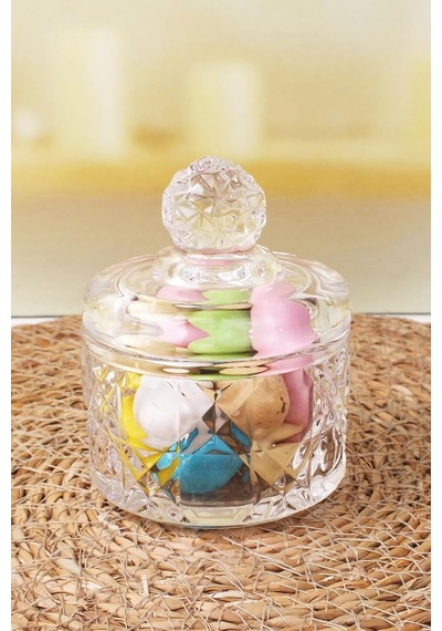 Lüx Kristal Mini Cam Şekerlik & Cam Lokumluk, Kesme Cam Lüx Şekerlik 7.5cm 9.2cm - 06643 Çok Renkli