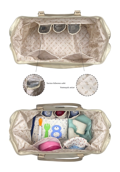 Stylo Mommy Bag Usa Anne Bebek Bakım Ve Kadın Çantası Beıge Bej