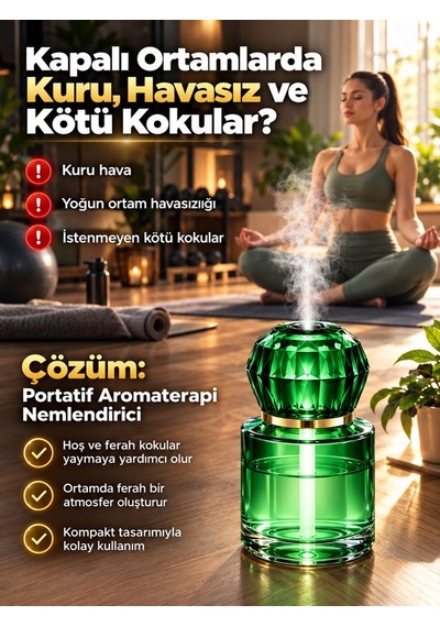 120ml Ultrasonik Aroma Difüzör 200mah Şarjlı Araç İçi Hava Nemlendirici Sessiz Oda Kokusu