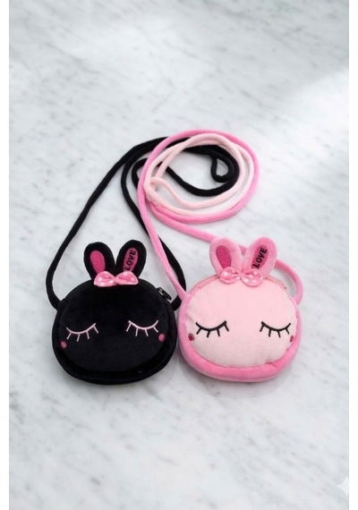 Mollycrush Sevimli Pembe Tavşan Kulaklı Peluş Çocuk Cüzdan Yumuşak Şirin Aksesuar Çanta