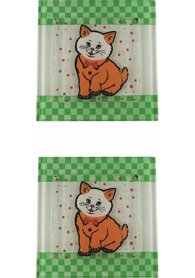 Cam Banyo Gider Kapak Süsü 2 Adet Cam Gider Kapağı 10X10 CM Kedi