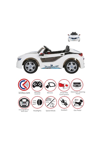 Pilsan Speed Sonic Akülü Araba 12 Volt Kumandalı Beyaz Beyaz - Mavi