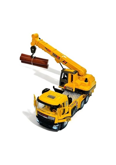 Oyuncak Sesli Ve Işıklı Metal 1:28 Ölçek Çek Bırak İnşaat Araçları Kapıları Açılabilen Die Cast Model İş Makinaları Vinç-1
