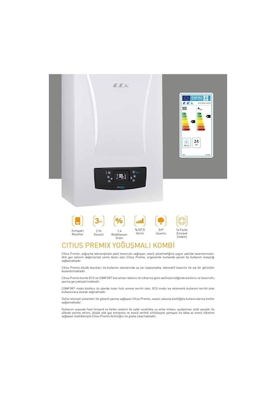ECA Citius Premix 24 KW Hermetik Kombi (İthalatçı Garantili)