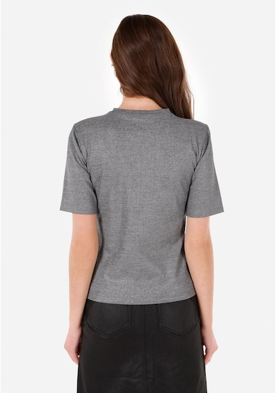 Colins Slim Fit Yuvarlak Yaka Kadın Gri Kısa Kol Tişört Cl1070449 Q1.v1 Gra Gri