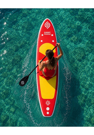Crazy Fan Sarı Kırmızı Şişme Sup Board / Paddle Board 320 Cm