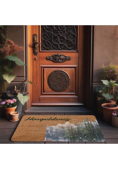 Valerine Life Metropol Ve Bambu Temalı Hoş Geldiniz Kapı Önü Paspası 45x70cm