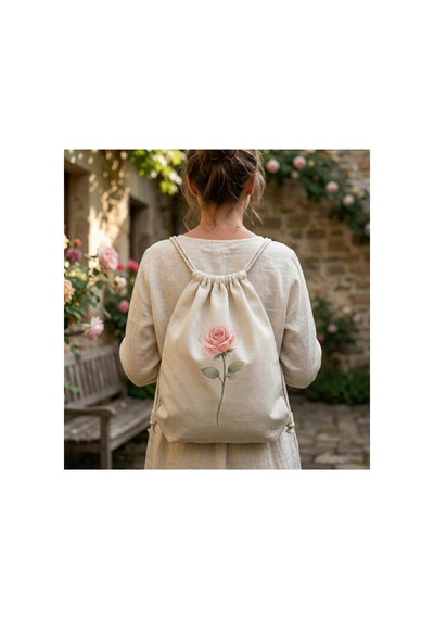Hodie Collection Gül Baskılı Büzgülü Sırt Çantası İnce Hafif Bez Çanta 35x40 Ekru - 861637467 Ekru - 861637467 Ekru