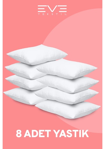 Eve Tekstil 8 Adet Micro Silikon Elyaf Nonwoven Yıkanabilir Antialerjik Ev Ve Hotel Yastık 50x70cm 700 Gr