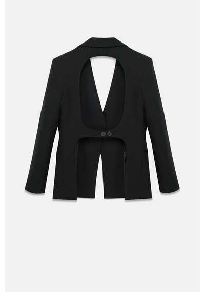 Kadın Siyah Sırt Dekolteli Blazer Siyah
