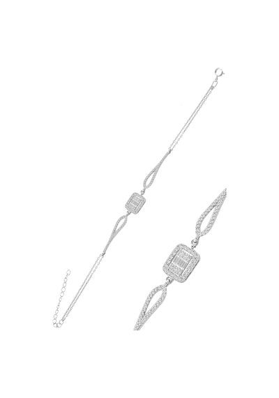 Söğütlü Silver Gümüş  Rodyumlu Zirkon Baget Taşlı Bileklik.