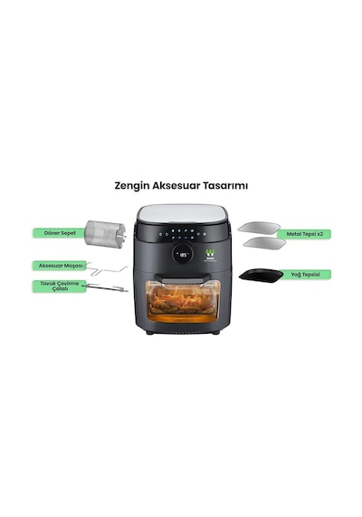 Wiami AirFryer Oven 12L Akıllı Yağsız Fritöz