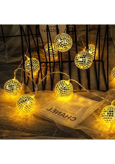Coverzone Dekoratif Led Işık 2 Metre Mini Disko Topu Süsleme Pilli 10'lu Led Genel