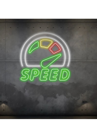 Speed Yazılı Ve Şekilli Neon Tabela Yeşil