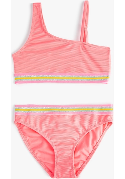 Koton Bikini Takımı Fırfırlı Tek Omuz İnce Askılı Pembe 3skg00021bm 3SKG00021BM260 Pembe